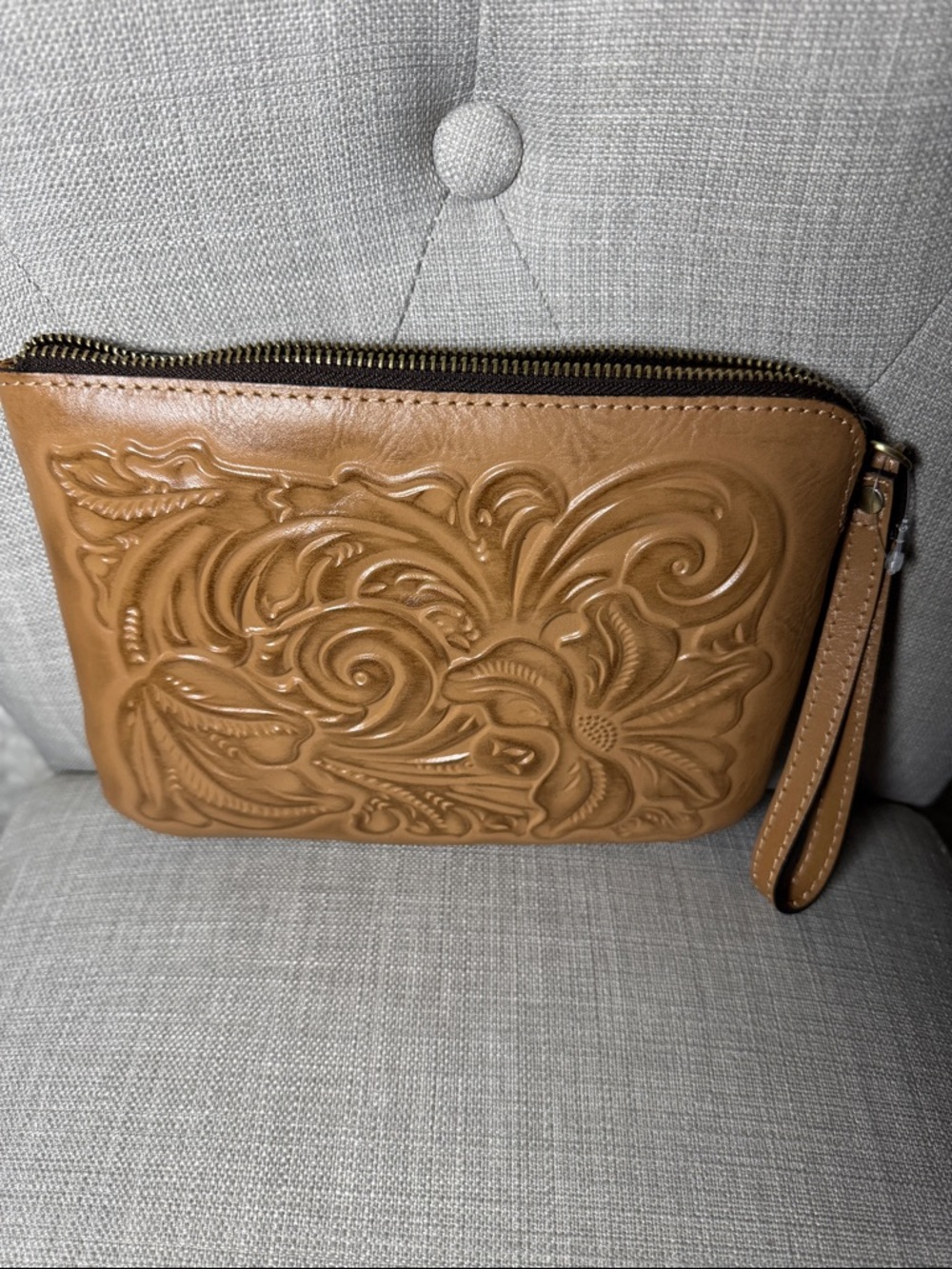 Patricia Nash Embossed Floral Leather wrist bag